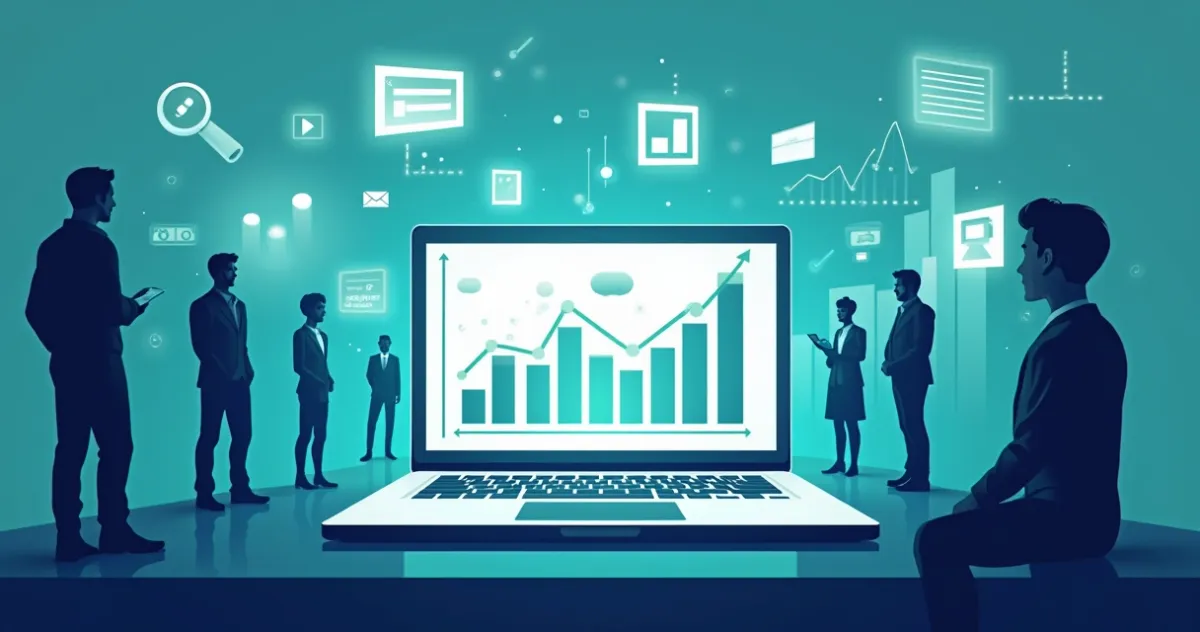 Gráfico mostrando desempenho de anúncio digital em tela de computador